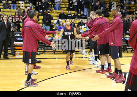 Boulder, CO, USA. 24 nov., 2013. 24 novembre 2013 : Harvard's Siyani Chambers est présenté avant le match contre Colorado à la Coors Event Center à Boulder. Credit : csm/Alamy Live News Banque D'Images