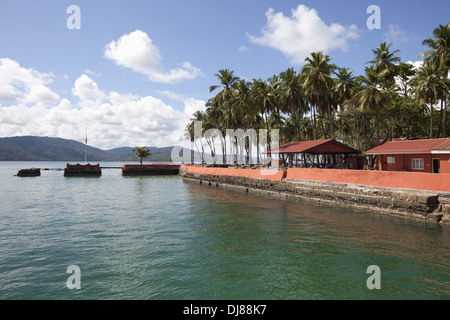 Seascape de l'île de Ross, la mer d'Andaman Port Blair, Inde Banque D'Images