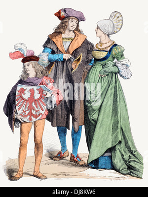 16e siècle XVI citoyens allemands dress Banque D'Images