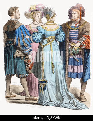 16e siècle XVI citoyens allemands dress Banque D'Images
