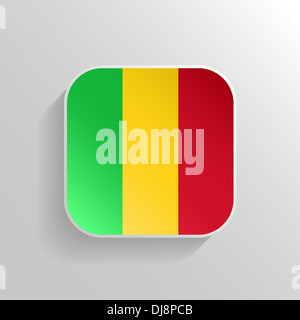 Mali - bouton icône drapeau sur fond blanc Banque D'Images