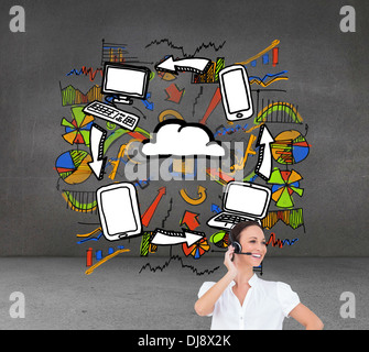 Cheerful smart call center agent working Banque D'Images