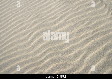 Close up de sable sur une plage, montrant les ondulations naturelles. Banque D'Images