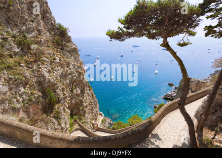 Vue imprenable sur la mer de montagnes Capri, Italie Banque D'Images