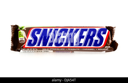 Bar de bonbons de chocolat au lait snickers, USA Banque D'Images