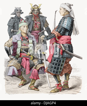 19e siècle XIX et magistrat Japon samouraïs soldats Banque D'Images