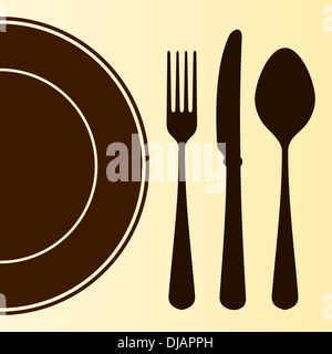 Assiette et couverts Banque D'Images