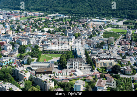 Vue sur la ville, Ravoire, Martigny, Valais, Suisse Banque D'Images