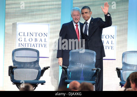 L'ancien Président Bill Clinton, le président Barack Obama Initiative mondiale Réunion annuelle tenue à l'hôtel Sheraton Hotel New York City, USA - 25.09.12 Banque D'Images