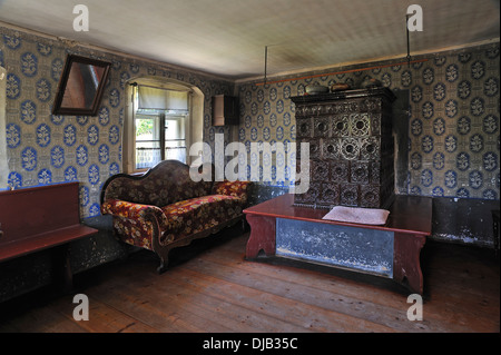 Salon d'une ancienne ferme à colombages, vers 1910, Musée de Plein Air de Franconie, Bad Windsheim, Middle Franconia, Bavaria Banque D'Images