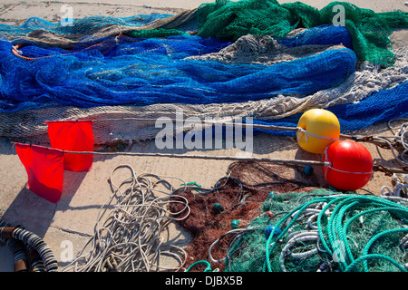 Îles Baléares Formentera filets de pêche chalutier palangrier trammell Banque D'Images