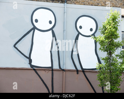 Street art par l'artiste Stik en 76200, London Banque D'Images