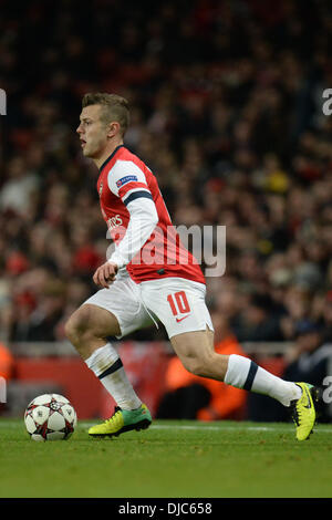 Londres, Royaume-Uni. 26 nov., 2013. Jack Wilshere d'Arsenal pendant le match de la Ligue des Champions entre Arsenal à partir de l'Angleterre et l'Olympique de Marseille de France a joué à l'Emirates Stadium, sur Novemer 26, 2013 à Londres, en Angleterre. Credit : Mitchell Gunn/ESPA/Alamy Live News Banque D'Images