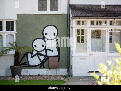 Street art par l'artiste Stik en 76200, London Banque D'Images