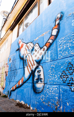 Street Art à Valparaiso, Chili. Banque D'Images