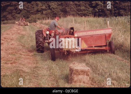 La MISE EN BALLES DE FOIN SUR LA MACHINE JOSEPH KIMSEY FERME À ROBERTSTOWN, GÉORGIE, QUI EST À 1,6 KM AU NORD-EST D'HELEN SUR . 753 Banque D'Images