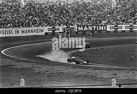 Jacky Ickx conduit dans une Ferrari 312B, a terminé 2e au GP d'Allemagne, Hockenheim, Allemagne, 2 août 1970. Banque D'Images