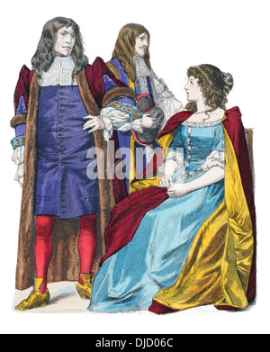 17e siècle XVII Français noblesse (L à R) Slingsby Bethel Shérif de Londres, Cavalier de Charles II et de la Duchesse de Cleveland Banque D'Images