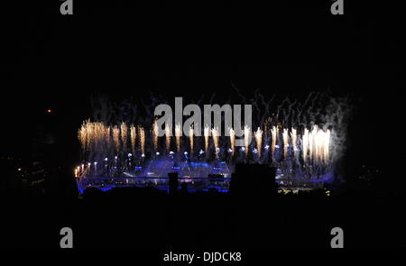 Au cours de l'enflammer d'artifice Stade olympique lors de l'ouverture des Jeux Olympiques d'été de 2012 à Londres, Angleterre - 27.07.12 Banque D'Images