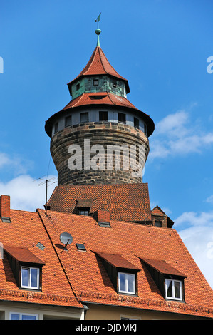 Tour Sinwell, 13e siècle, donjon du château impérial, Château de Nuremberg, Nuremberg, Middle Franconia, Bavaria, Germany Banque D'Images