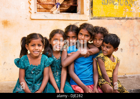 Six filles village . L'Andhra Pradesh, Inde Banque D'Images