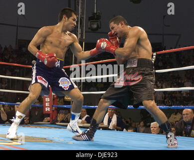 Jun 19, 2004 ; Carson, CA, USA ; Marco Antonio Barrera (bleu) à l'encontre de PAULIE AYALA dans une 10e ronde KO au Home Depot Center. Banque D'Images