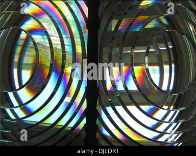 La lentille de Fresnel vieux phare de l'île de l'incendie, désormais logé dans un musée à côté du phare sur Fire Island , New York. Banque D'Images