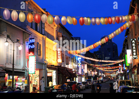 Ville de singapour en chine, rue des lanternes, vie nocturne dans la ville de chine, Singapour Banque D'Images