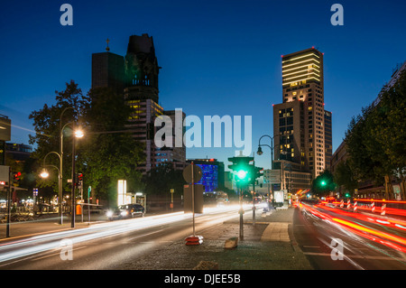 City West, Kaiser Wilhelm Memorial Church, Waldorf Astoria Hotel, Berlin Banque D'Images