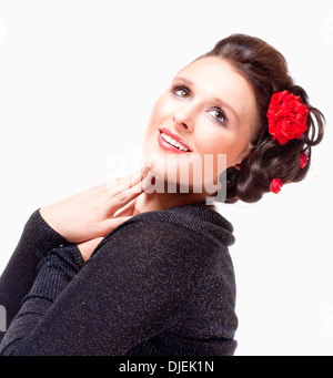 Portrait of young female Opera singer - Isolated on White Banque D'Images