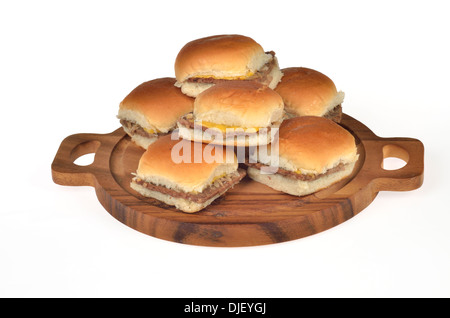 Plateau de fromage avec curseurs burger en rouleaux Banque D'Images