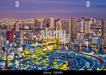 Vue sur Tokyo, Japon sur le marché aux poissons de Tsukiji. Banque D'Images