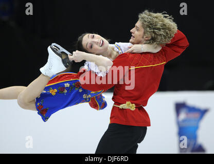 Jan 24, 2008 - Saint Paul, Minnesota, USA - Meryl Davis et Charlie White lors de leur danse de programme à l'américain 2008 de patinage artistique à l'Xcel Energy Center dans les villes jumelles. (Crédit Image : © Jeff Wheeler/Minneapolis Star Tribune/ZUMA Press) RESTRICTIONS : * DÉPART * Droits de tabloïds USA Banque D'Images