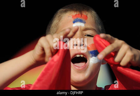 Jun 13, 2010 - Pretoria, Afrique du Sud - Un ventilateur serbe participe à une Coupe du Monde FIFA 2010 football match entre la Serbie et le Ghana au Loftus Versfeld, le 13 juin 2010 à Pretoria, Afrique du Sud. (Crédit Image : © Luca Ghidoni/ZUMApress.com) Banque D'Images