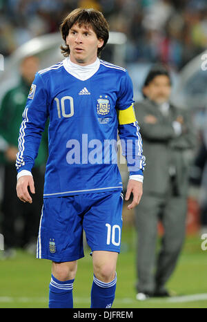 22 juin 2010 - Polokwane, Afrique du Sud - Lionel Messi de l'Argentine est visible pendant la Coupe du Monde 2010 match de football entre la Grèce et l'Argentine au Stade Peter Mokaba le 22 juin 2010 à Polokwane, Afrique du Sud. (Crédit Image : © Luca Ghidoni/ZUMApress.com) Banque D'Images