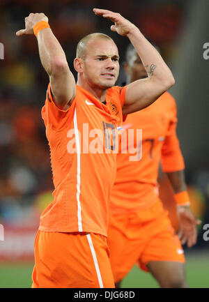 11 juillet 2010 - Johannesburg, Afrique du Sud - Wesley Sneijder Pays-bas réagit au cours de la finale de la Coupe du Monde de la FIFA 2010 match de football entre les Pays-Bas et l'Espagne au stade Soccer City le 11 juillet 2010 à Johannesburg, Afrique du Sud. (Crédit Image : © Luca Ghidoni/ZUMApress.com) Banque D'Images