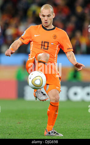 11 juillet 2010 - Johannesburg, Afrique du Sud - Wesley Sneijder de Pays-bas en action lors de la finale de la Coupe du Monde de la FIFA 2010 match de football entre les Pays-Bas et l'Espagne au stade Soccer City le 11 juillet 2010 à Johannesburg, Afrique du Sud. (Crédit Image : © Luca Ghidoni/ZUMApress.com) Banque D'Images