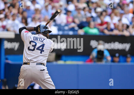 11 juillet 2010 - Toronto, Ontario, Canada - 11 juillet 2010 : Red Sox frappeur désigné David Ortiz (34) au cours du dimanche d'un match de baseball, les Red Sox de Boston a défait les Blue Jays de Toronto 3 - 2 au Centre Rogers à Toronto, Ontario..Crédit obligatoire : Geoff Bolte / Southcreek Global (Image Crédit : © Southcreek/ZUMApress.com) mondial Banque D'Images