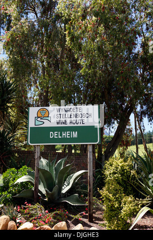 Vin Delheim ferme sur la route des vins de Stellenbosch dans la région vinicole du Cap. Banque D'Images