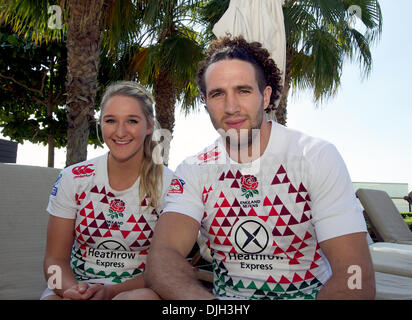 Dubaï, Émirats arabes unis. 27 nov., 2013. Megan Ellery &AMP ; Mike Ellery Sevens World Series photo HSBC appel à l'hôtel Crowne Plaza Hotel avant le 2013 unis Dubaï Rugby Sevens. Credit : Action Plus Sport/Alamy Live News Banque D'Images