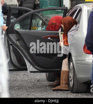 Andre Benjamin aka Andre 3000 et Hayley Atwell célébrités sur tournage de Jimi Hendrix biopic 'Tout est à mes côtés' Dublin Banque D'Images