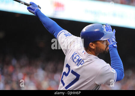 30 juillet 2010 - San Francisco, CA, États-Unis d'Amérique - 30 juillet 2010, San Francisco, CA : Los Angeles Dodgers Matt Kemp (27) à la batte. Les Giants de San Francisco a gagné le match 6-5. ..Crédit obligatoire : Charles Herskowitz / Southcreek Global (Image Crédit : © Southcreek/ZUMApress.com) mondial Banque D'Images