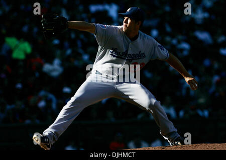 01 août, 2010 - San Francisco, Californie, États-Unis d'Amérique - 01-août-2010 : San Francisco, CA : Giants de San Francisco accueille les Dodgers de Los Angeles. Le lanceur partant des Dodgers de Los Angeles, Clayton Kershaw (22) emplacements contre les Giants de San Francisco. Giants de San Francisco de gagner le match 2-0. Crédit obligatoire : Dinno Kovic / Southcreek Global Media (Image Crédit : Â© Southcree Banque D'Images