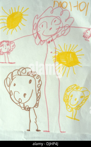 Childs dessin fait par une fille de 4 Banque D'Images