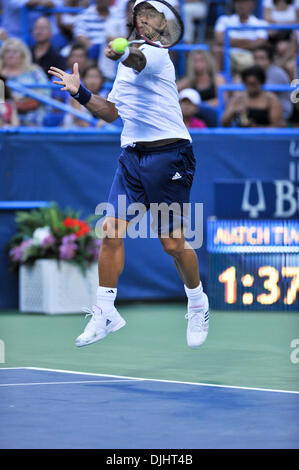 03 août 2010 - Washington Dc, District of Columbia, United States of America - 03 août 2010 : Legg Mason Tennis Classic, parrainé par Geico..Mens des célibataires, .Fernando Verdasco (ESP) rallyes retour après enregistrement d'un point de comparaison dans le second jeu pour gagner le match contre Karol BECK (SVK) (4-6, 7-5, 7-6) .crédit obligatoire : Roland Pintilie / Southcreek Global (Image Crédit : © Southcreek Banque D'Images