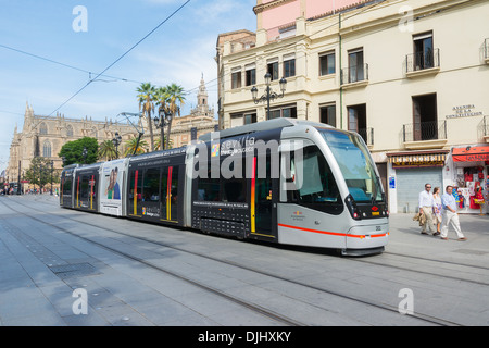 Espagne Séville train tramway métro Banque D'Images