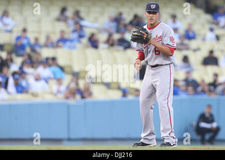 06 août 2010 - Los Angeles, Californie, États-Unis d'Amérique - 6 août 2010 : les ressortissants SS (# 6) IAN DESMOND pendant le tiers par rapport à jeu Dodgers au stade Dodgers de Los Angeles, Californie. Les ressortissants a ensuite battu les Dodgers avec un score final de 6-3. Crédit obligatoire : Brandon Parry / Southcreek Global (Image Crédit : © Southcreek/ZUMApress.com) mondial Banque D'Images