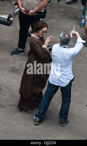 Jessica Lange de prendre des photos personnelles avec ses acteurs Leica sur ensemble de "Thérèse Raquin" de filmer sur place à Budapest Banque D'Images