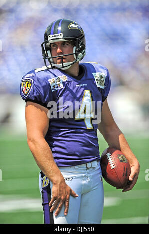 07 août 2010 - Baltimore, Maryland, États-Unis d'Amérique - Août 07, 2010 : Baltimore Ravens punter Sam Koch (4) pendant les corbeaux camp d'entraînement à la M&T Bank Stadium à Baltimore, MD...crédit obligatoire : Russell Tracy / Southcreek Global (Image Crédit : Â© Southcreek/ZUMApress.com) mondial Banque D'Images