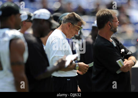 07 août 2010 : Baltimore Ravens quarts-arrières l'entraîneur Jim Zorn pendant les corbeaux camp d'entraînement à la M&T Bank Stadium à Baltimore, MD...crédit obligatoire : Russell Tracy / Southcreek Global (Image Crédit : © Russell Tracy/global/ZUMApress.com) Southcreek Banque D'Images